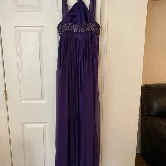 Marc Bouwer purple silk beaded gown - Picture 7 of 8